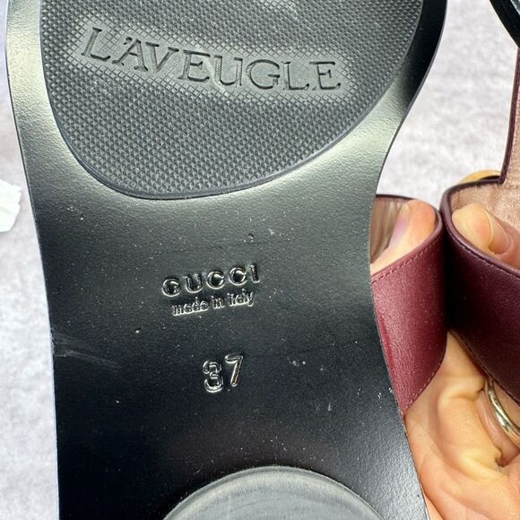 Authentic Gucci Bordeaux Gg Marmont Leather Thongs 37 - Picture 9 of 14